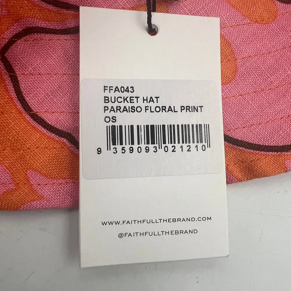 Faithful The Brand Linen Bucket Hat Paraiso Floral Pink Orange